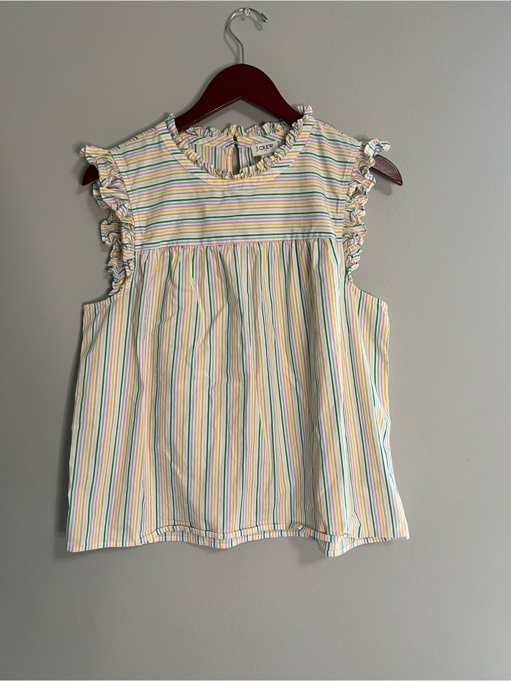 J. Crew Girls' Pastel Multistripe Ruffle Tank Top